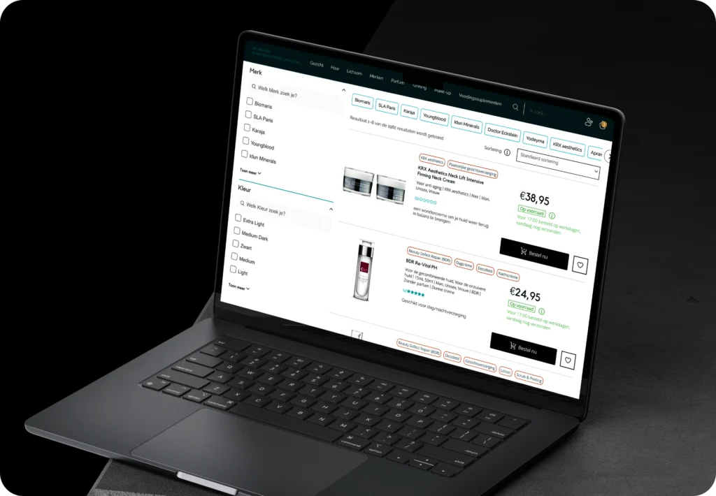 De Online Schoonheidsspecialiste webshop mockup